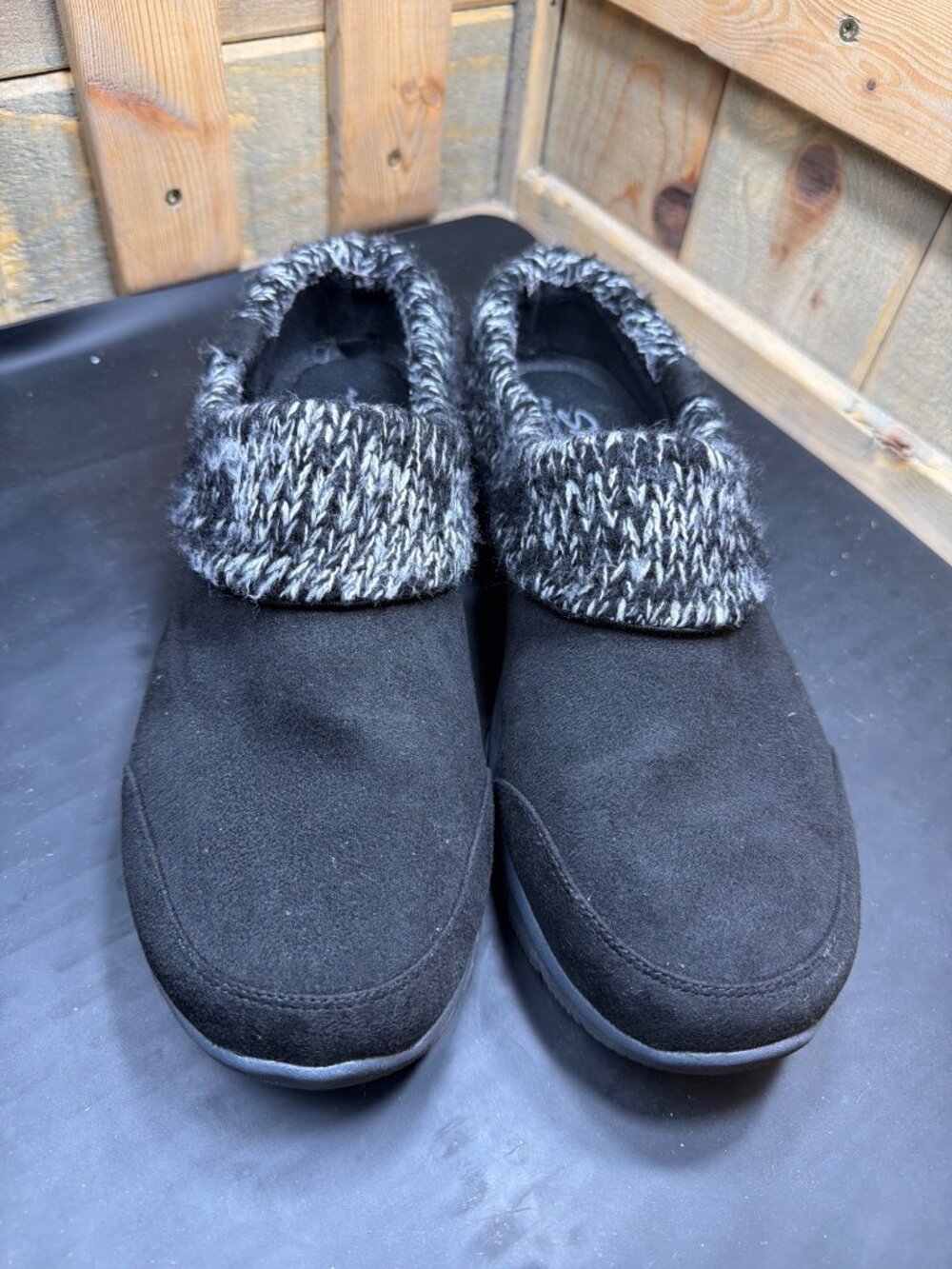 Skechers Womens 11 W Wide Black Slip On Mule Knit Sweater Collar Clogs 167263W - Picture 3 of 9